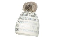BROEL Carla czapka dla dziewczynki z pomponem napisy ecru 52-54