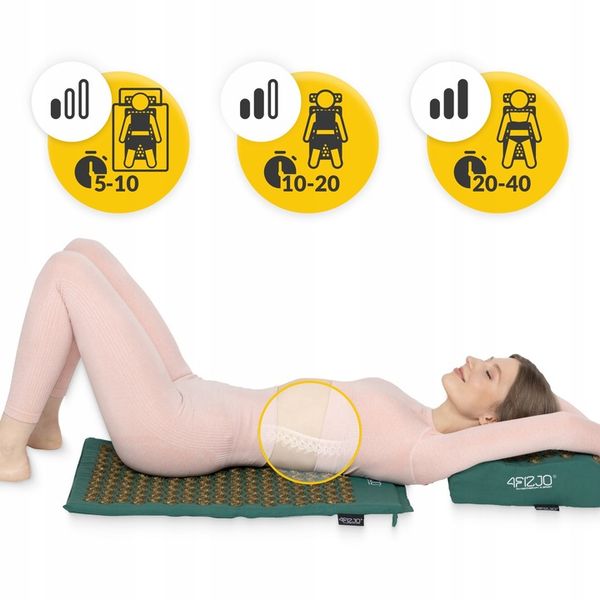 Mata do akupresury z poduszką XL 4FIZJO zielona zdjęcie 3