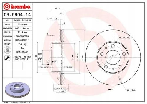 TARCZA HAM PRZOD 280X24 V BREMBO na Arena.pl