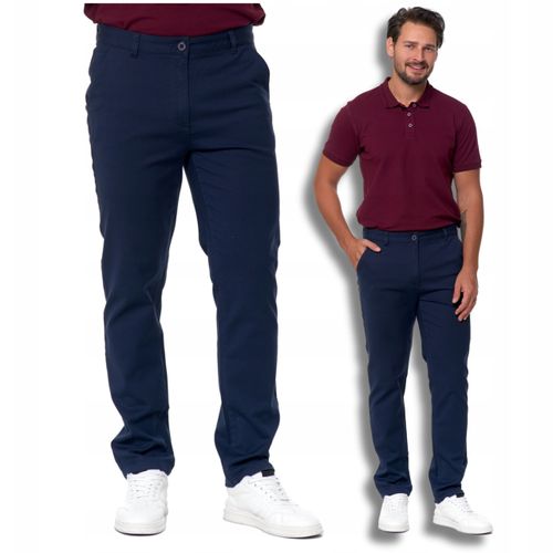 SPODNIE MĘSKIE Eleganckie Granatowe Chinosy Nogawka Prosta Modne MORAJ r.33 na Arena.pl