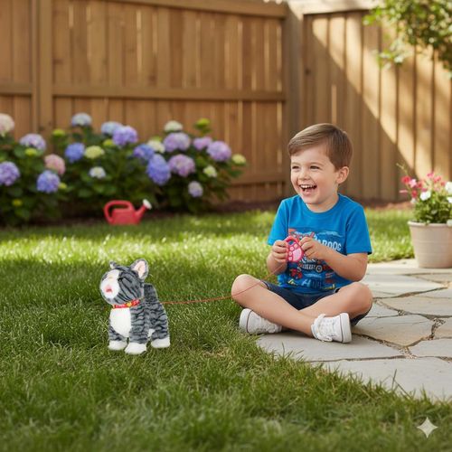 Interaktywny Kotek Pluszak na Smyczy Miauczy Chodzi Gra Zabawka dla Dzieci na Arena.pl