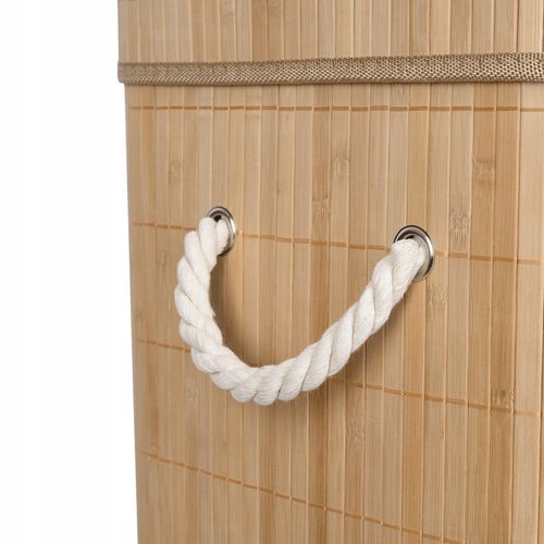 KOSZ BAMBUSOWY NA PRANIE BIELIZNĘ Z POKRYWĄ DWUKOMOROWY POJEMNIK DUŻY 100L na Arena.pl