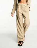 4TH & RECKLESS BEŻOWE ELEGANCKIE SPODNIE SZEROKIE NOGAWKI AHD NH2__S