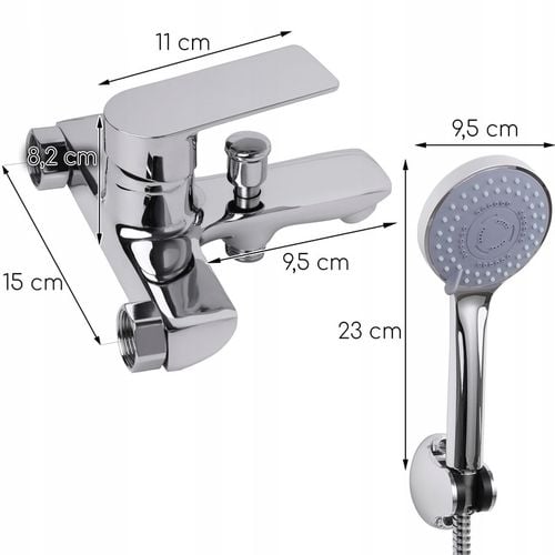 Bateria wannowa ścienna z prysznicem chrom zestaw do wanny łazienkowy na Arena.pl