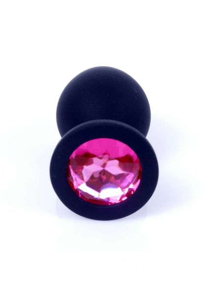 Plug-Jewellery Black Silicon Plug Medium- Pink Diamond zdjęcie 6