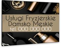 TABLICZKA REKLAMOWA szyld z dibondu nadruk 40x30 cm usługi fryzjerskie