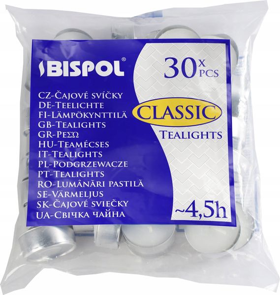 Świeca tealight parafinowa Bispol 30 szt. zdjęcie 1