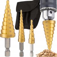Wiertła Stopniowane Stalowe Zestaw 3 Szt Stożkowe 3-20Mm Drewna Blachy