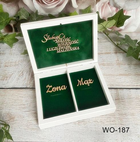 Pudełko na koperty + obrączki białe złote dekory na Arena.pl