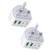 Ładowarka Sieciowa Aioneus 2-Pack 40W 4 Porty 2x USB-C 2x USB-A UK