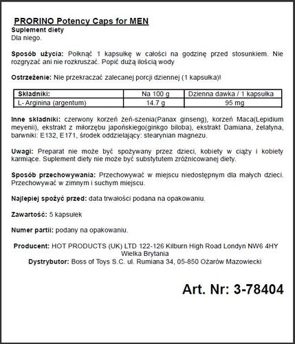 supl.diety prorino men  5pcs black line potency caps na Arena.pl