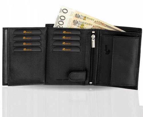 REVERSE Skórzany portfel męski skóra naturalna antykradzieżowy ochrona RFID na Arena.pl