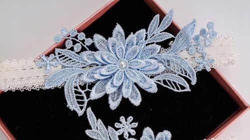 PODWIĄZKA ŚLUBNA niebiesko biała BŁĘKITNA na Arena.pl