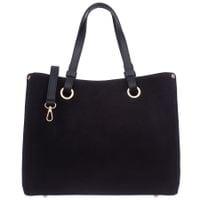 VERA PELLE torebka damska zamszowa klasyczna z paskiem na ramię V653 czarna