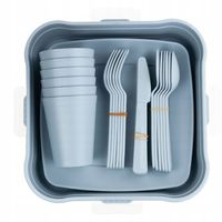 Zestaw piknikowy naczyń na piknik 32 elem, niebieski