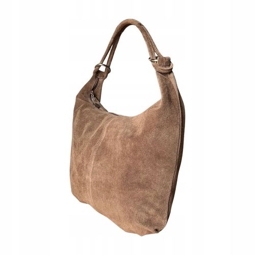 TAUPE ZAMSZOWA TOREBKA WOREK CAPPUCCINO TOREBKA ZAMSZ NATURALNY Vera Pelle na Arena.pl