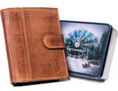 skórzany, zapinany portfel męski na karty - peterson