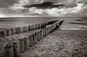 Fototapeta Czarno-biała Plaża MORZE do Salonu 368cm x 254cm