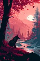 Plakat 56,6x86,4cm Wilk Przy Brzegu Lasu