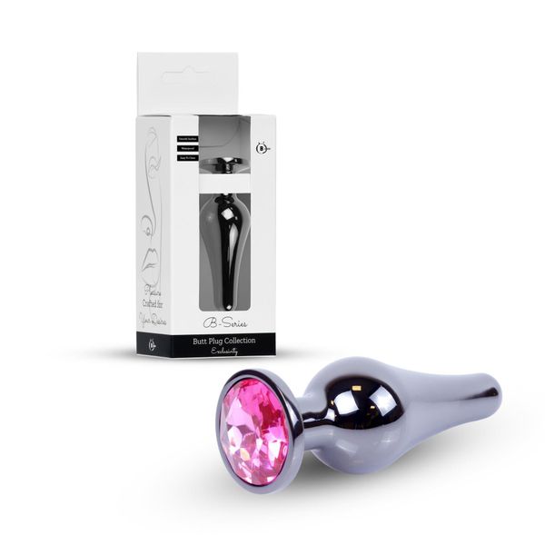Plug-Jewellery Dark Silver Butt Plug- Pink zdjęcie 10