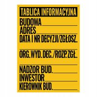 TABLICA INFORMACYJNA BUDOWLANA NA BUDOWĘ 50X70 CM