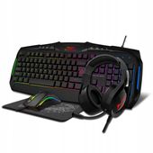 Zestaw GAMINGOWY 4w1 KLAWIATURA GAMINGOWA MYSZ SŁUCHAWKI PODKŁADKA