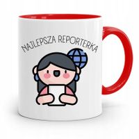 Kubek Czerwony Prezent Dla Dziennikarza Reportera Z Nadrukiem Ze Zdjęciem