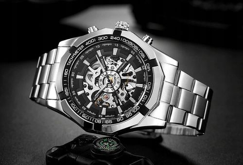 ZEGAREK MECHANICZNY MĘSKI AUTOMATYCZNY STALOWY LUKSUSOWY WINNER + na Arena.pl