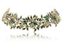 choker zielone kwiatuszki z kryształkami z kolekcji blossom (c8157au/1/z)