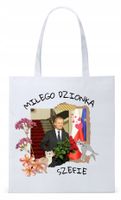 Donald Tusk Platforma Torba Eco Biała Shopper Z Nadrukiem Ze Zdjęciem