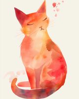 Plakat 40x50cm Akwarelowy Kot