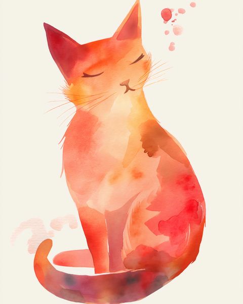 Plakat 40x50cm Akwarelowy Kot zdjęcie 1
