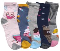 ABS Antypoślizgowe Skarpetki Dziewczęce Bawełniane ZWIERZĄTKA 5-PAR 19-22