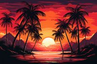 Plakat 60x40cm Palmy Przy Lagunie