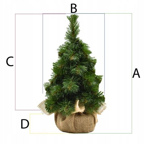 Choinka sztuczna mała ubrana na pniu z jutą i dekoracjami LED 45cm na Arena.pl