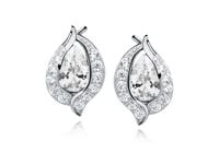 RODOWANE SREBRNE KOLCZYKI ŁEZKI BIAŁE CYRKONIE