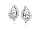 RODOWANE SREBRNE KOLCZYKI ŁEZKI BIAŁE CYRKONIE