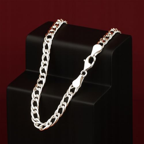 ŁAŃCUSZEK SREBRNY PODWÓJNA PANCERKA 4mm ROMBO MĘSKI 50cm RODOWANY GRUBY 925 na Arena.pl