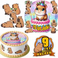 ZESTAW OPŁATEK NA TORT 20CM + 16 POSTACI - KAPIBARA + IMIĘ 15CM 18CM
