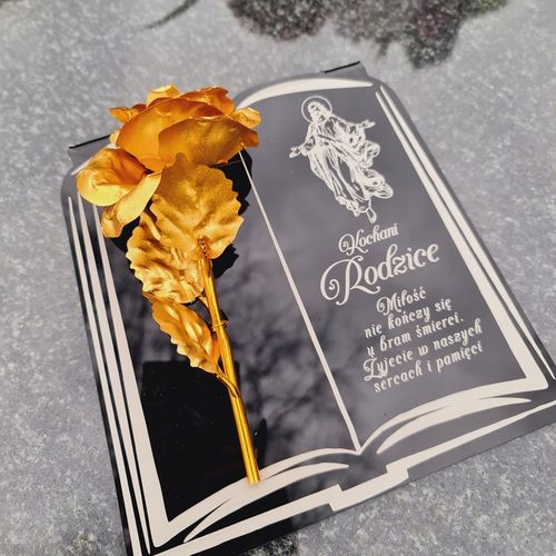 DEKORACJA na grób GRAWEROWANY ZNICZ podstawka na cmentarz RÓŻA DLA na Arena.pl