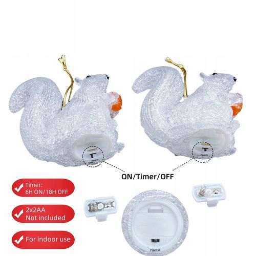 Lampki Choinkowe LED Akrylowe Wiewiórki 2 Sztuki na Boże Narodzenie Białe na Arena.pl