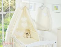 Baldachim z tkaniny- Serduszka kremowe