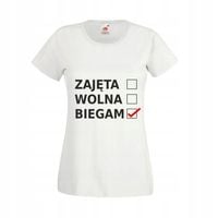KOSZULKA TOP T-shirt napis ZAJĘTA WOLNA BIEGAM