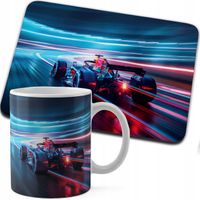 ZESTAW KUBEK + PODKŁADKA DRUK - BOLID F1 WYŚCIGI SPORT