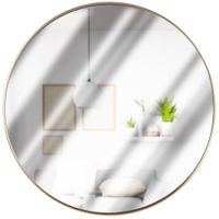 Lustro Koło Ścienne Okrągłe w Złotej Ramie na Ścianę Duże Złote Loft 50 cm