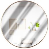 Lustro Koło Ścienne Okrągłe w Złotej Ramie na Ścianę Duże Złote Loft 50 cm