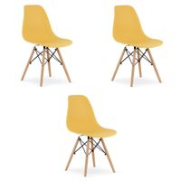 Krzesło musztardowe OSAKA skandynawskie naturalne nogi do jadalni x3