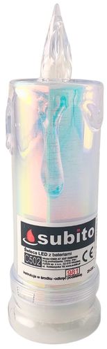 Świeca brokatowa LED SUBITO C502 H180 OPAL biała ciepła (981) 1 sztuka na Arena.pl