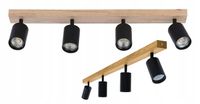 LAMPA sufitowa KINKIET ścienny regulowany spot 4x GU10 LOFT drewniany