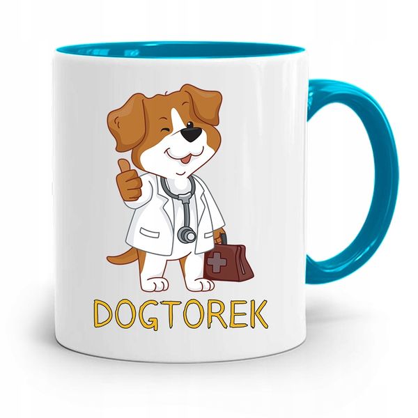 Kubek Błękitny Weterynarza Dogtorek Prezent Z Nadrukiem Ze Zdjęciem zdjęcie 1